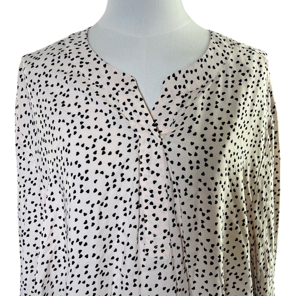 Heart Print Tunic Blouse Split Neck Rayon Carolina Belle Montreal 2X Romantic - Picture 4 of 9